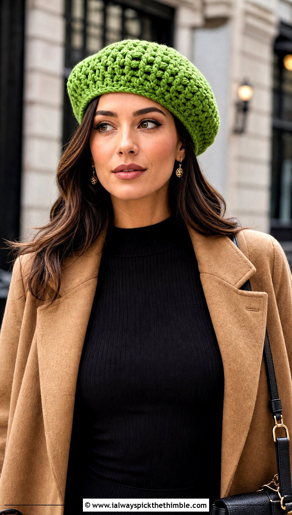 Chunky Crochet Beret With Sweater Dress - 25 chunky crochet hat outfit ideas