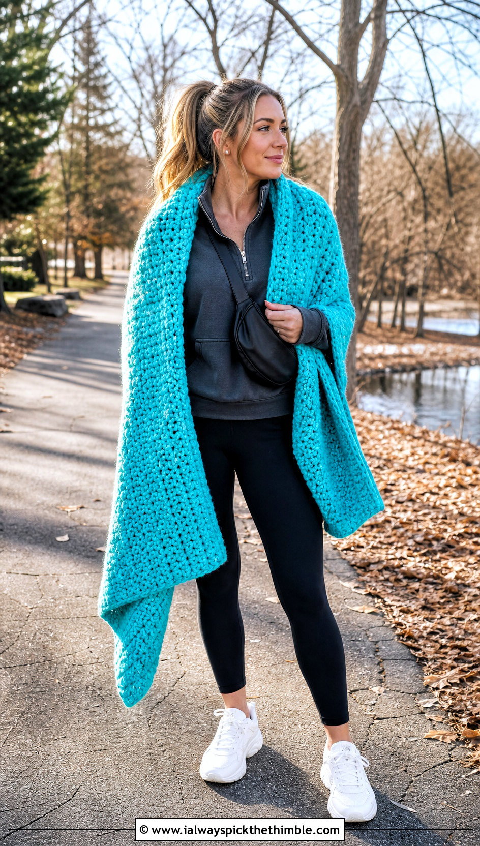 Chunky Crochet Blanket Wrap With Leggings - 20 Crochet For Shawls And Wraps outfit ideas
