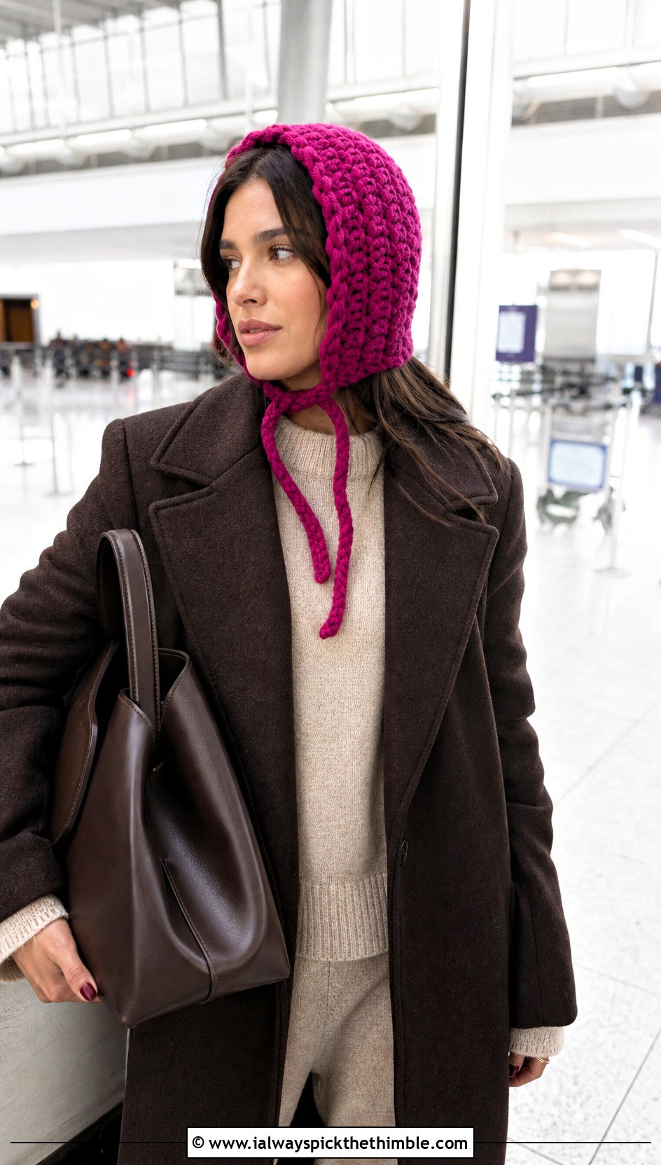 Chunky Crochet Bonnet With Sweater Set - 20 Easy Crochet Bonnet outfit ideas