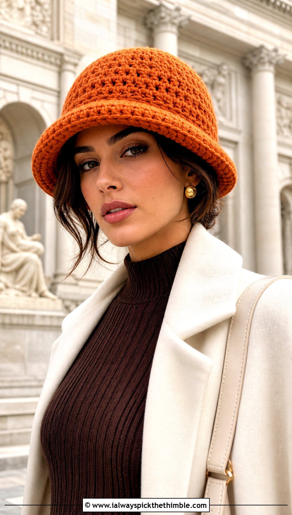 Chunky Crochet Cloche Hat With Knit Dress And Knee High Boots - 20 chunky yarn crochet hat outfit ideas