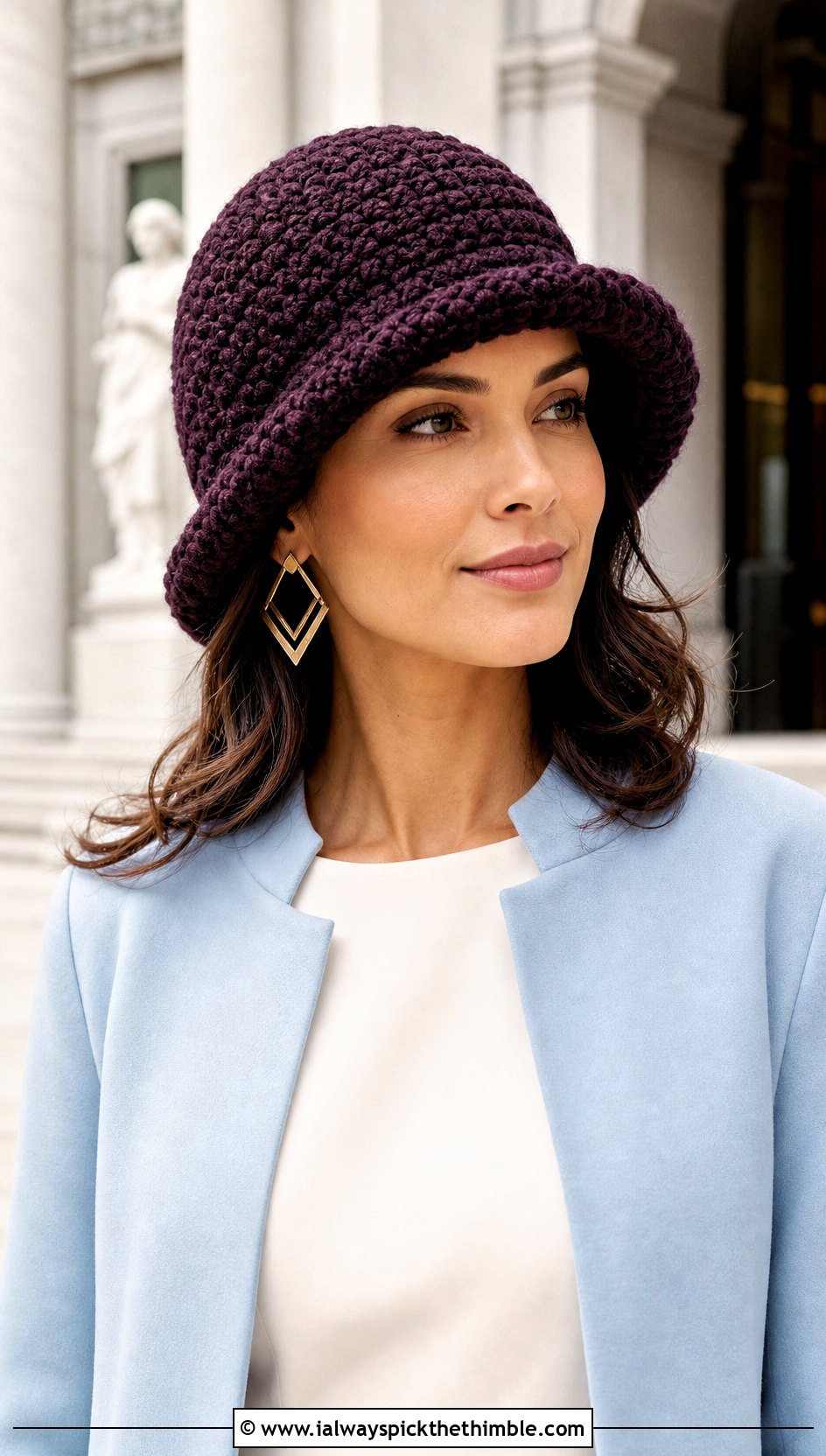 Chunky Crochet Cloche Hat With Midi Dress - 20 Chunky Yarn Crochet Hats outfit ideas