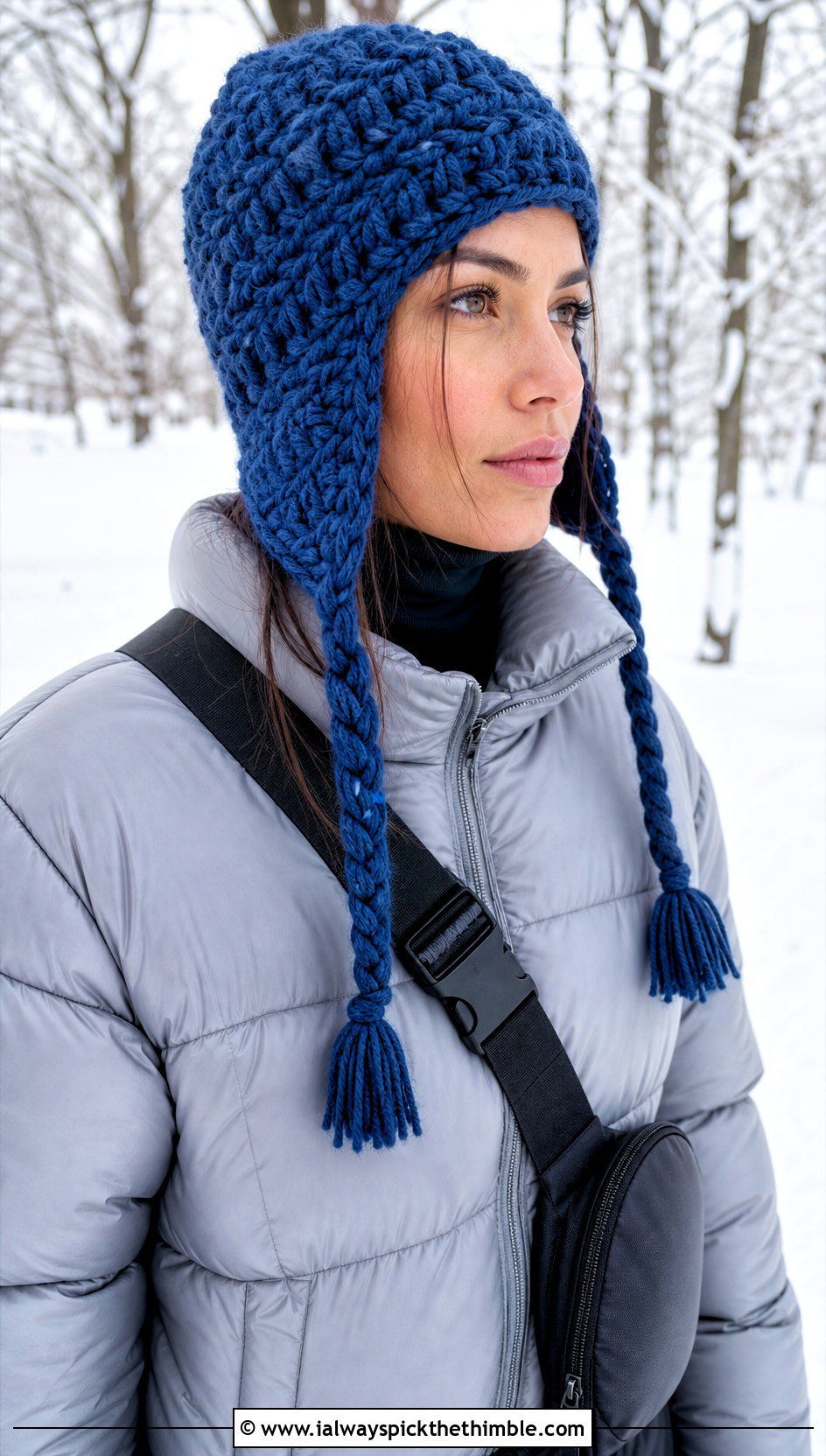 Chunky Crochet Earflap Hat With Puffer Jacket And Leggings - 20 chunky yarn crochet hat outfit ideas