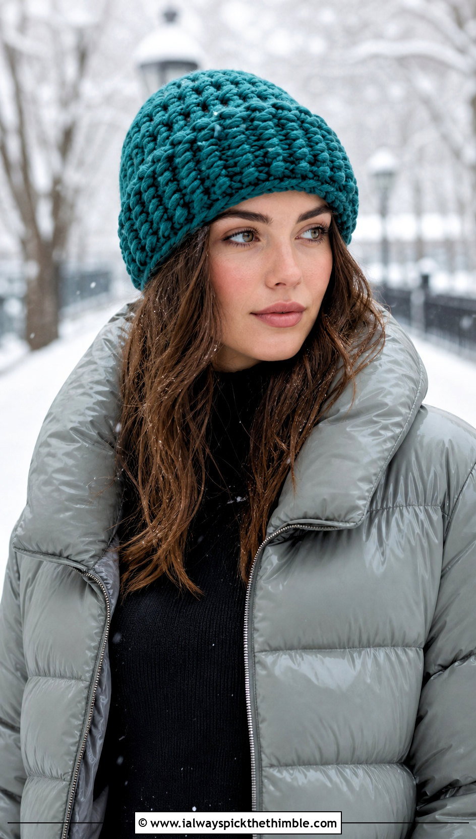 Chunky Crochet Fisherman Beanie With Puffer Jacket - 25 crochet fisherman beanie outfit ideas