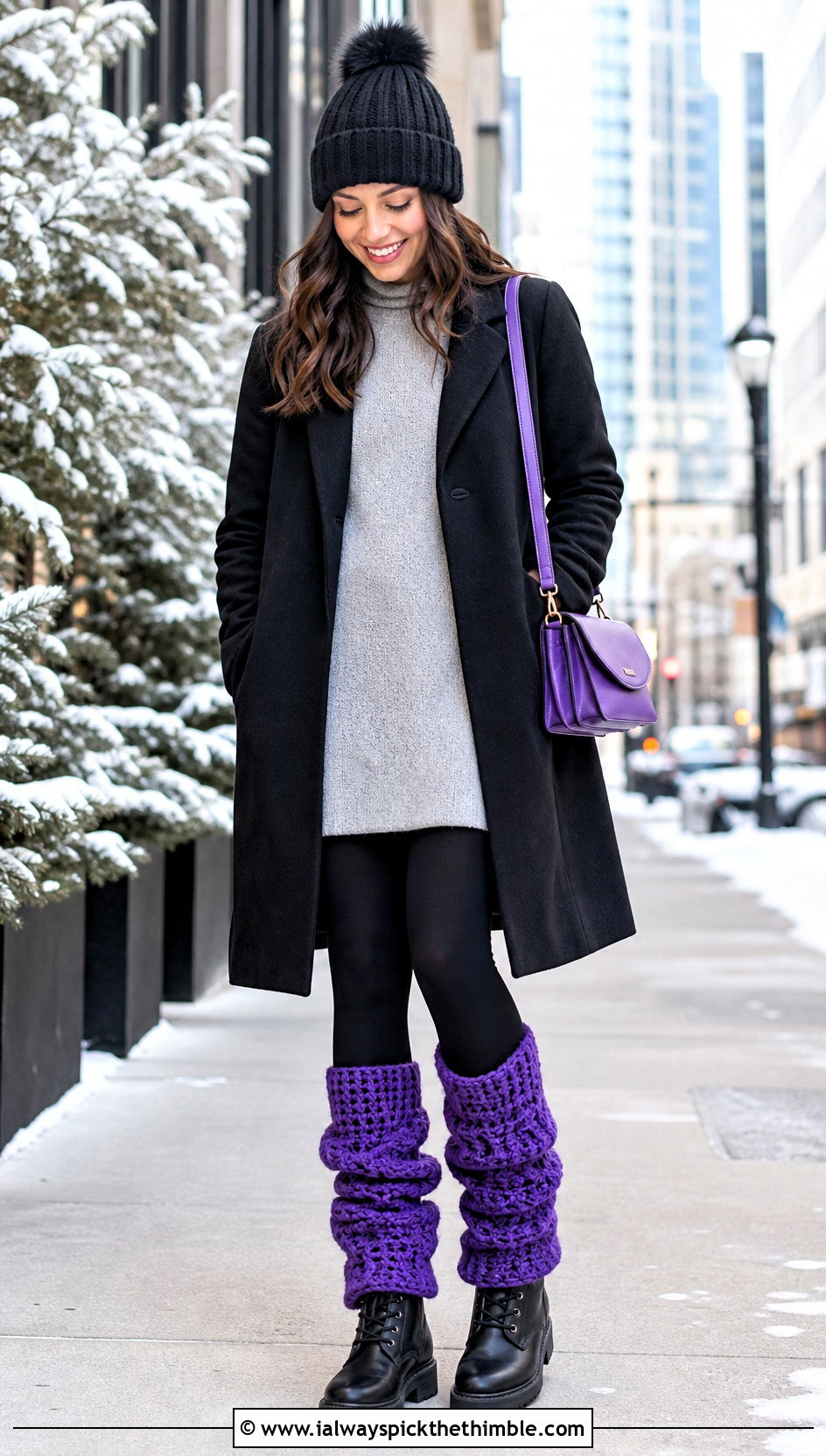 Chunky Crochet Leg Warmers With Sweater Dress - 25 Easy Crochet Leg Warmers outfit ideas