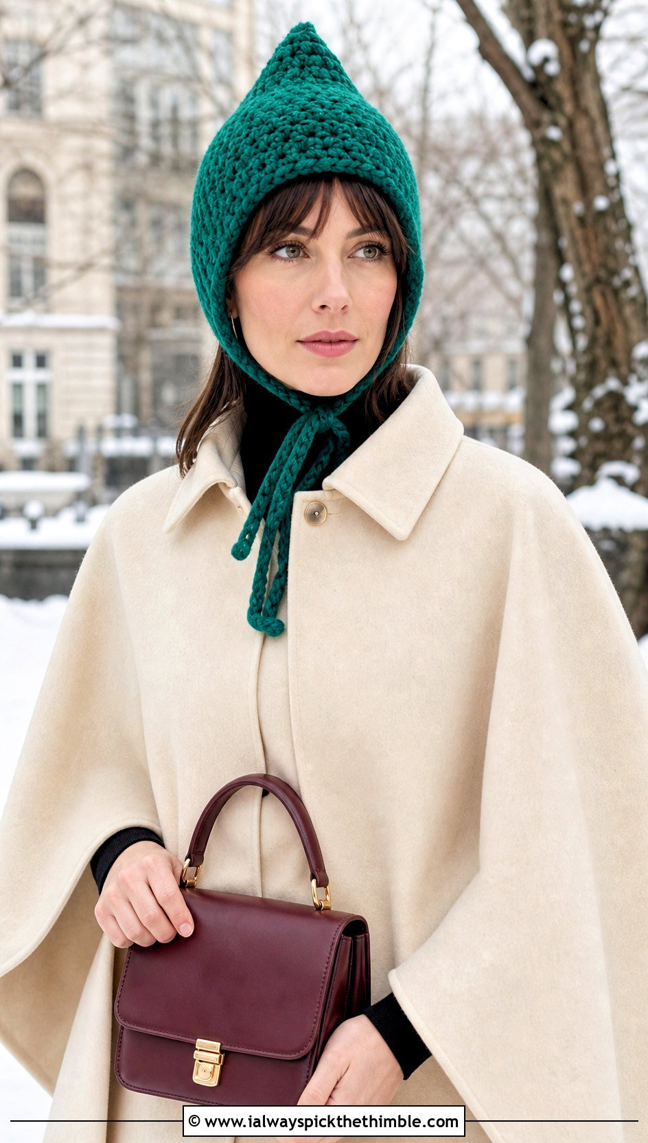 Chunky Crochet Pixie Hat With Cape Coat - 25 chunky crochet hat outfit ideas
