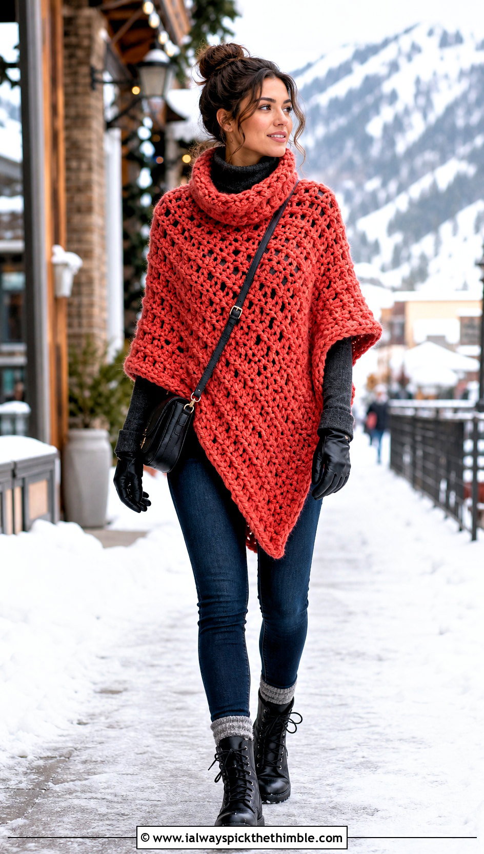 Chunky Crochet Poncho Shawl With Thermal Layers - 20 crochet poncho shawl outfit ideas
