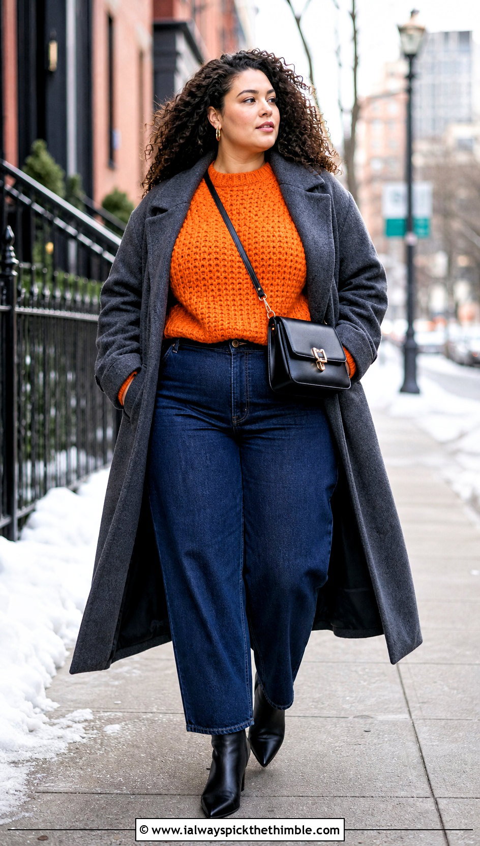 Chunky Crochet Pullover With Barrel Jeans - 20 Winter Crochet Clothes and outfit ideas