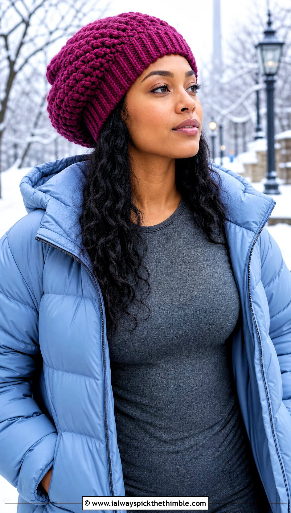Chunky Crochet Rasta Tam With Puffer Coat - 25 crochet rasta hats outfit ideas