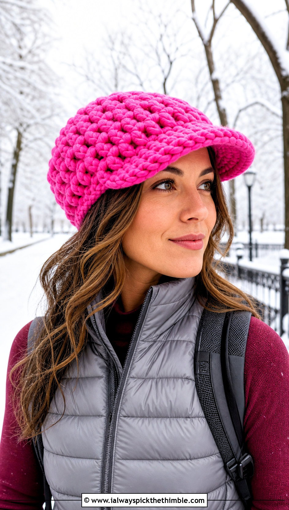 Chunky Crochet Scally Cap With Puffer Vest - 20 Crochet Scally Cap outfit ideas