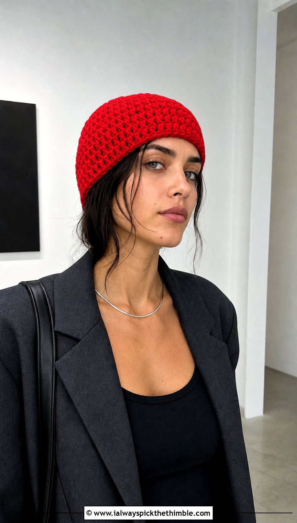 Chunky Crochet Skull Cap With Blazer And Maxi Skirt - 20 chunky yarn crochet hat outfit ideas