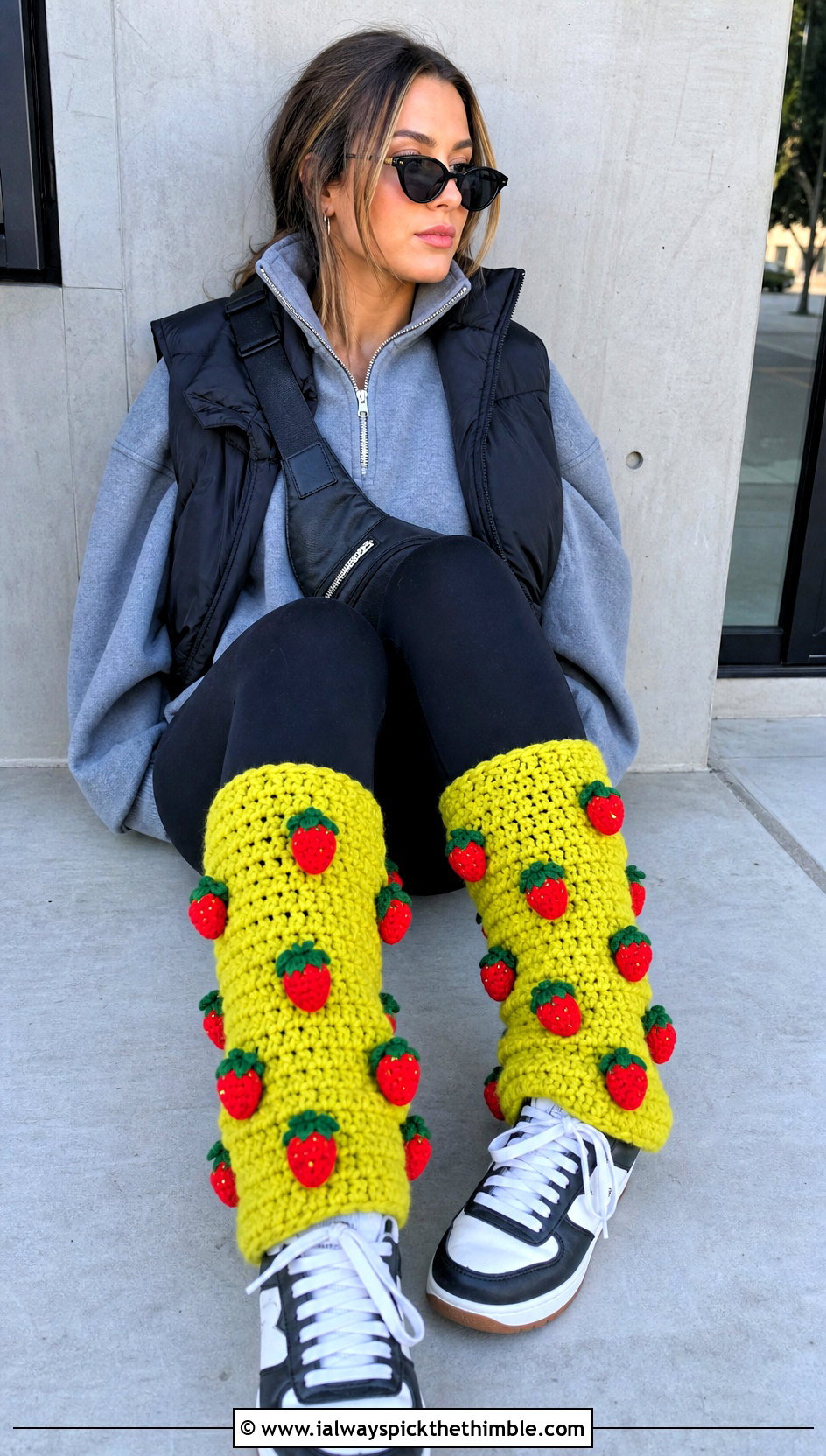 Chunky Crochet Strawberry Leg Warmers With Leggings - 15 Crochet Strawberry Leg Warmers outfit ideas
