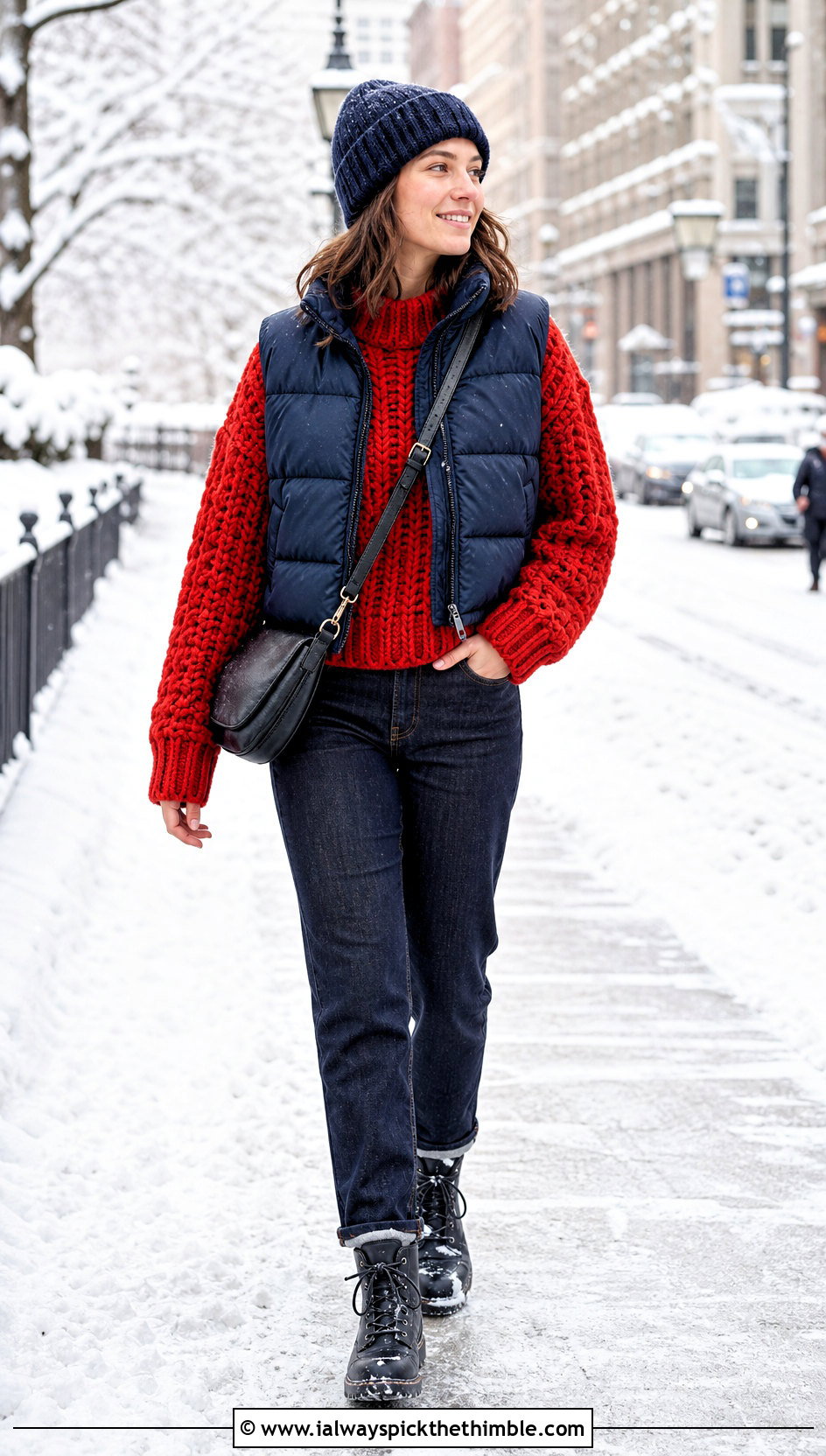 Chunky Crochet Sweater With A Puffer Vest - 25 crochet sweater ideas