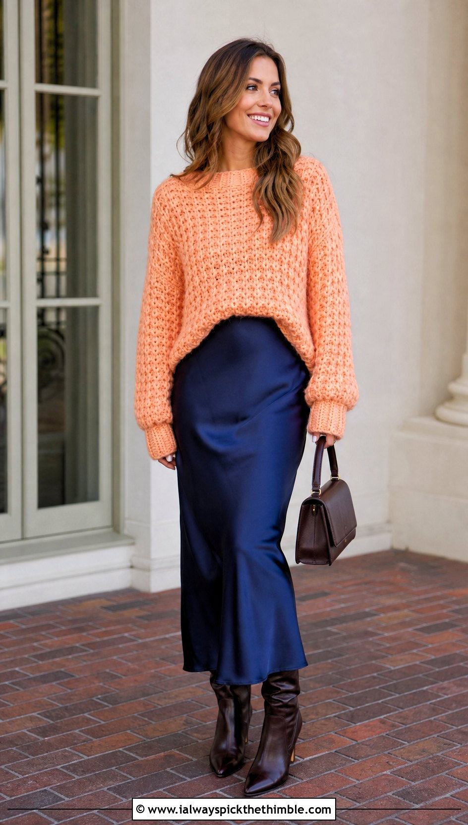 Chunky Crochet Sweater With Column Skirt And Boots - 20 Cute Things To Crochet Clothes and outfit ideas