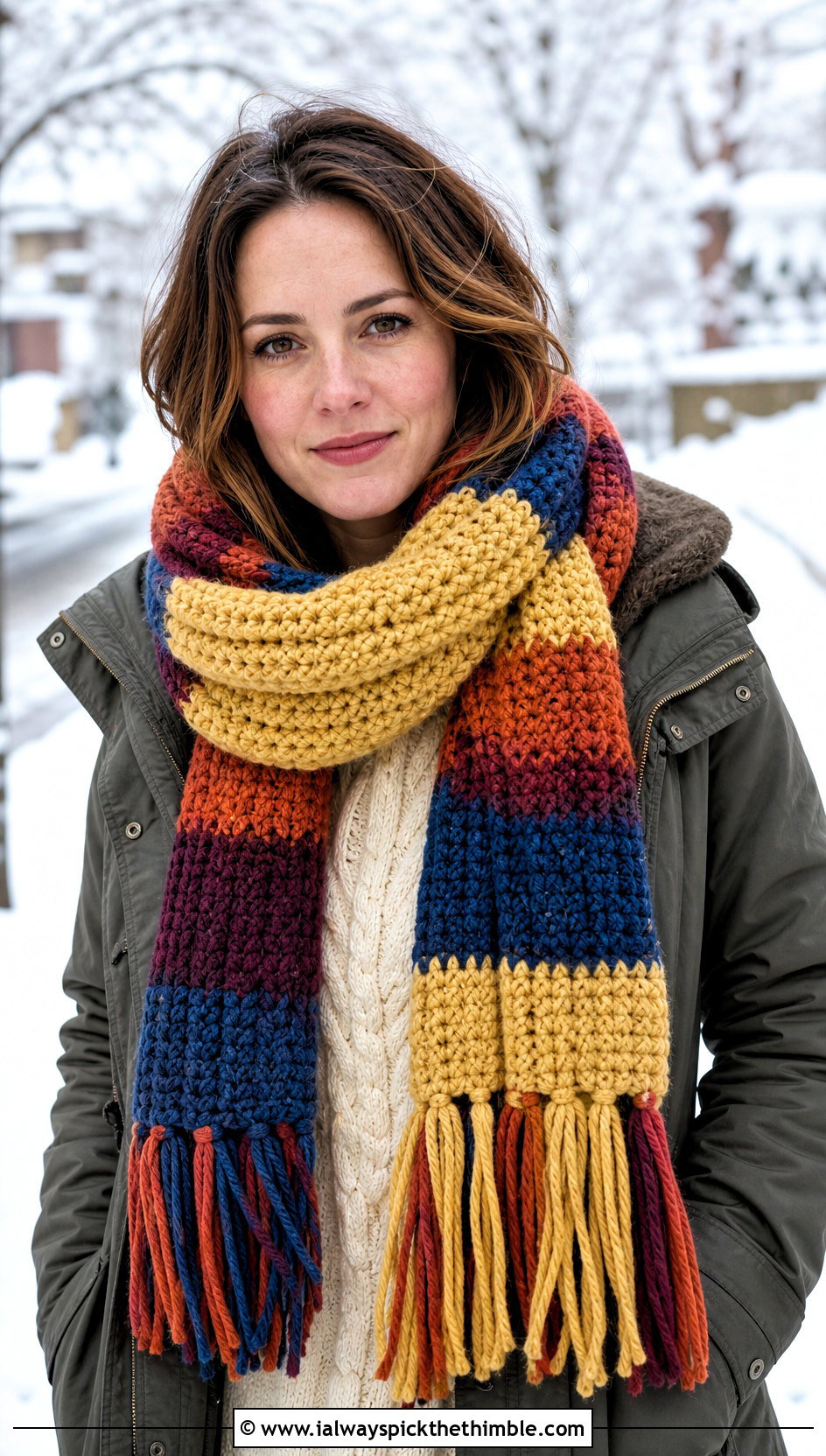 Chunky Crochet Tom Baker Scarf With Winter Parka - 15 crochet tom baker scarf outfit ideas