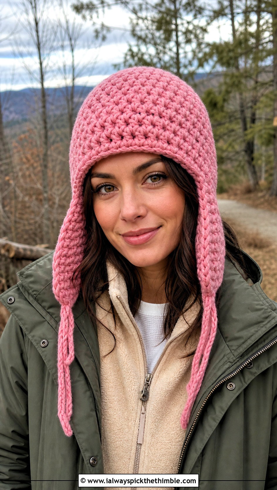 Chunky Crochet Trapper Hat With Utility Coat - 25 chunky crochet hat outfit ideas