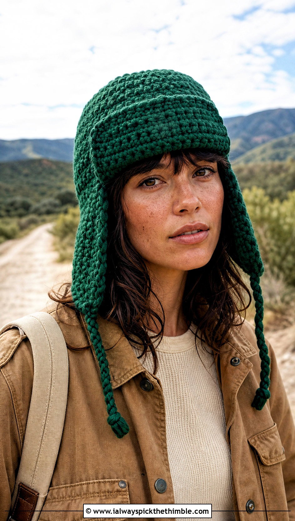 Chunky Crochet Trapper Hat With Utility Jacket And Corduroy Pants - 20 chunky yarn crochet hat outfit ideas