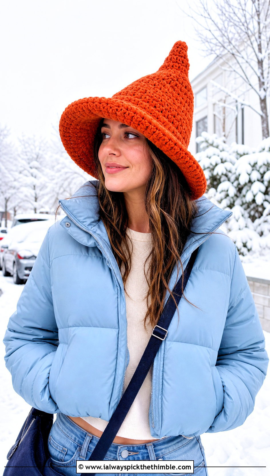 Chunky Crochet Witch Hat With Puffer Jacket - 25 crochet witch hat outfit ideas