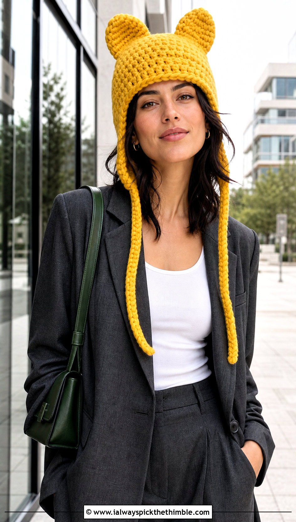 Chunky Ear Flap Finn Hat With Blazer And Trousers - 15 Adventure Time Crochet Fin Hat outfit ideas