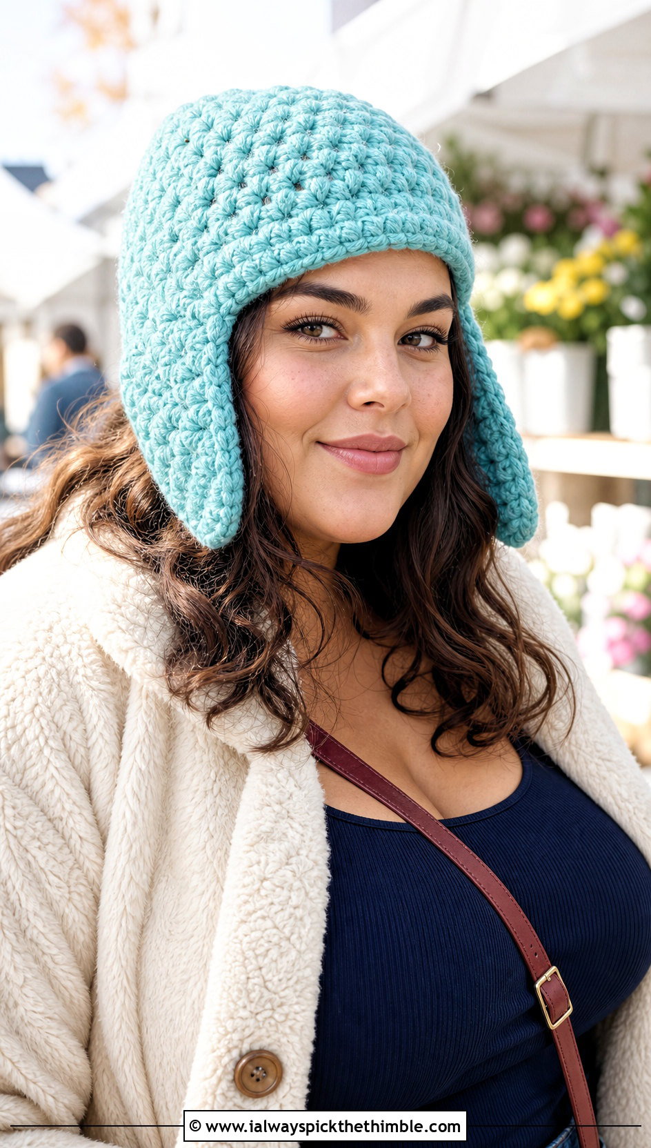Chunky Earflap Crochet Beanie With Teddy Coat - 20 Earflap Crochet Beanie outfit ideas