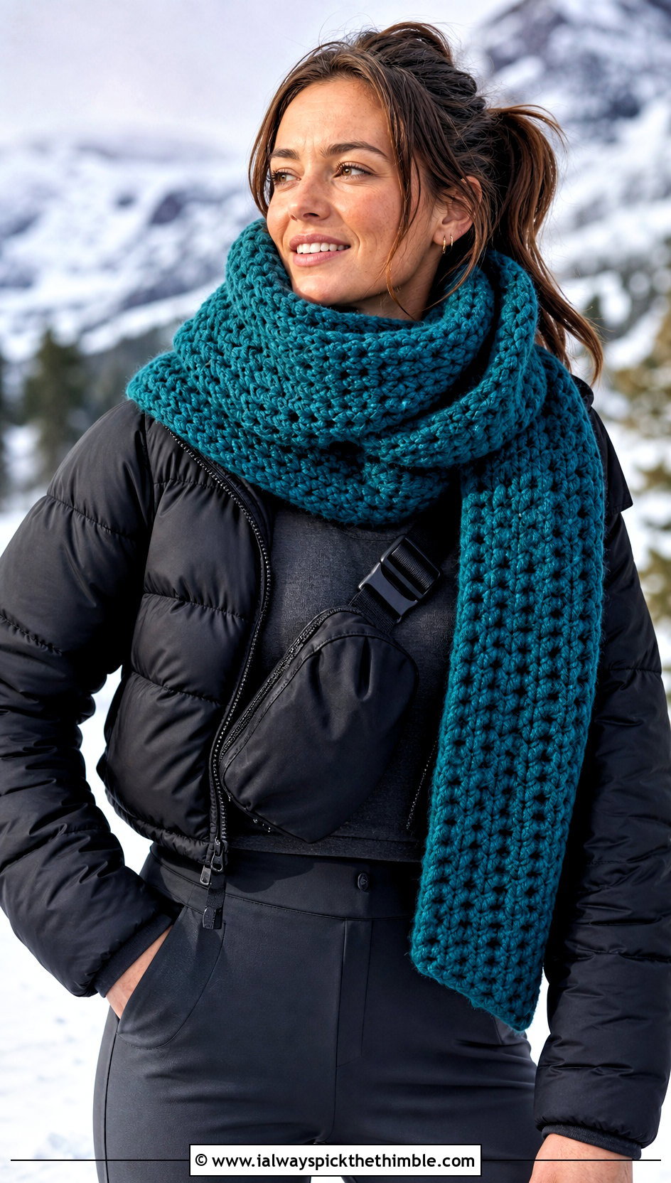 Chunky Half Double Crochet Scarf With Puffer Jacket - 20 Half Double Crochet Scarf outfit ideas