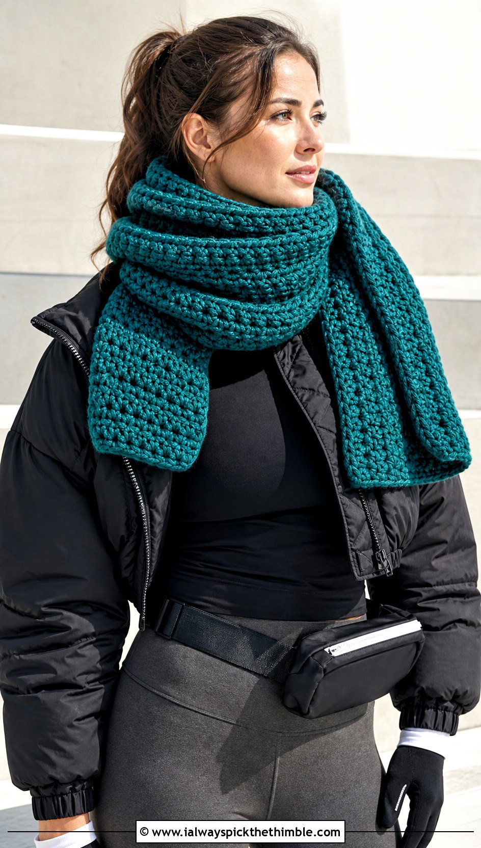 Chunky Hdc Crochet Scarf With Puffer Jacket - 20 Hdc Crochet Scarf outfit ideas