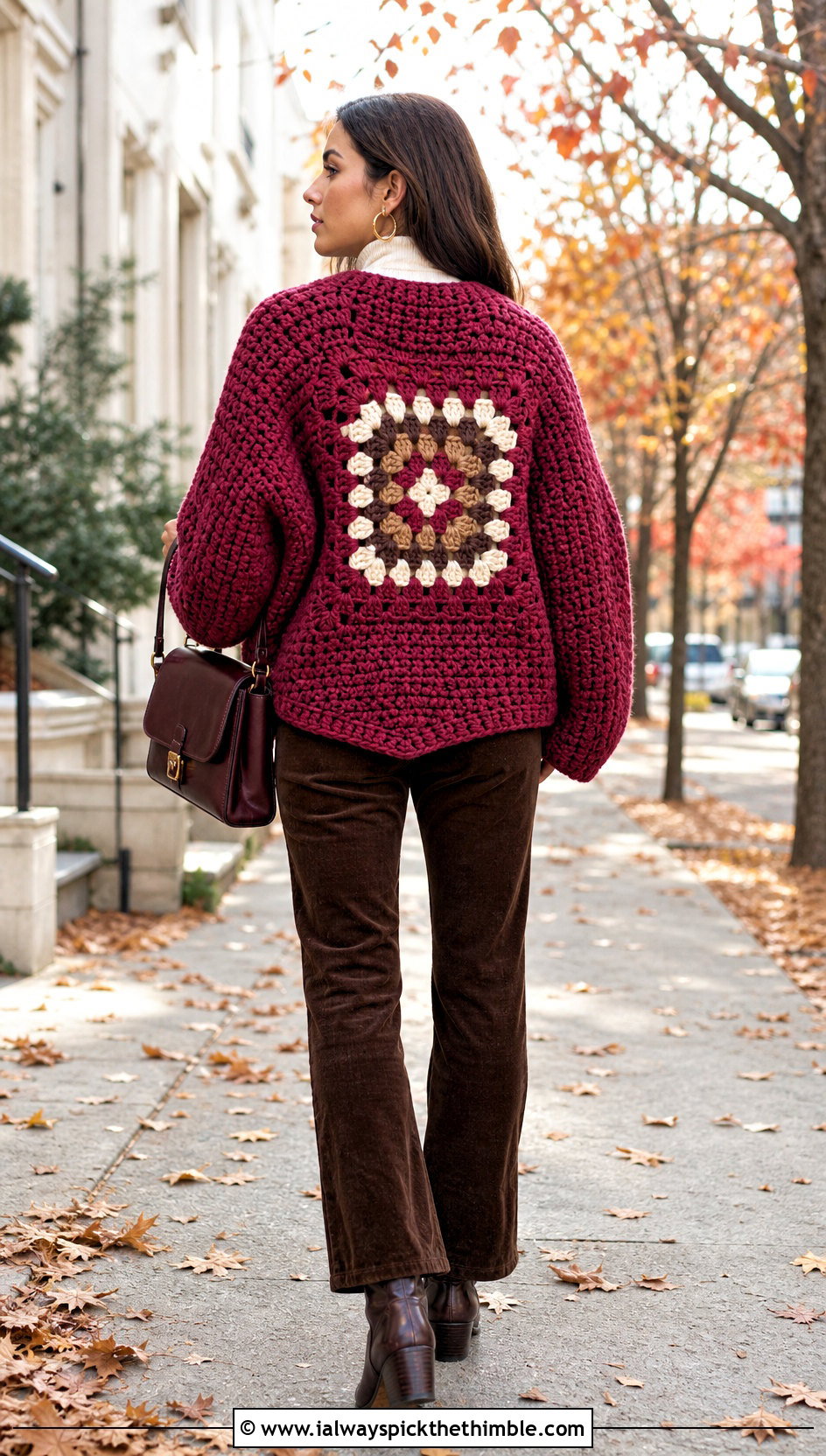 Chunky Hexagon Cardigan With Granny Square Back And Corduroy Pants - 20 Hexagon Cardigan With Granny Square Back outfit ideas