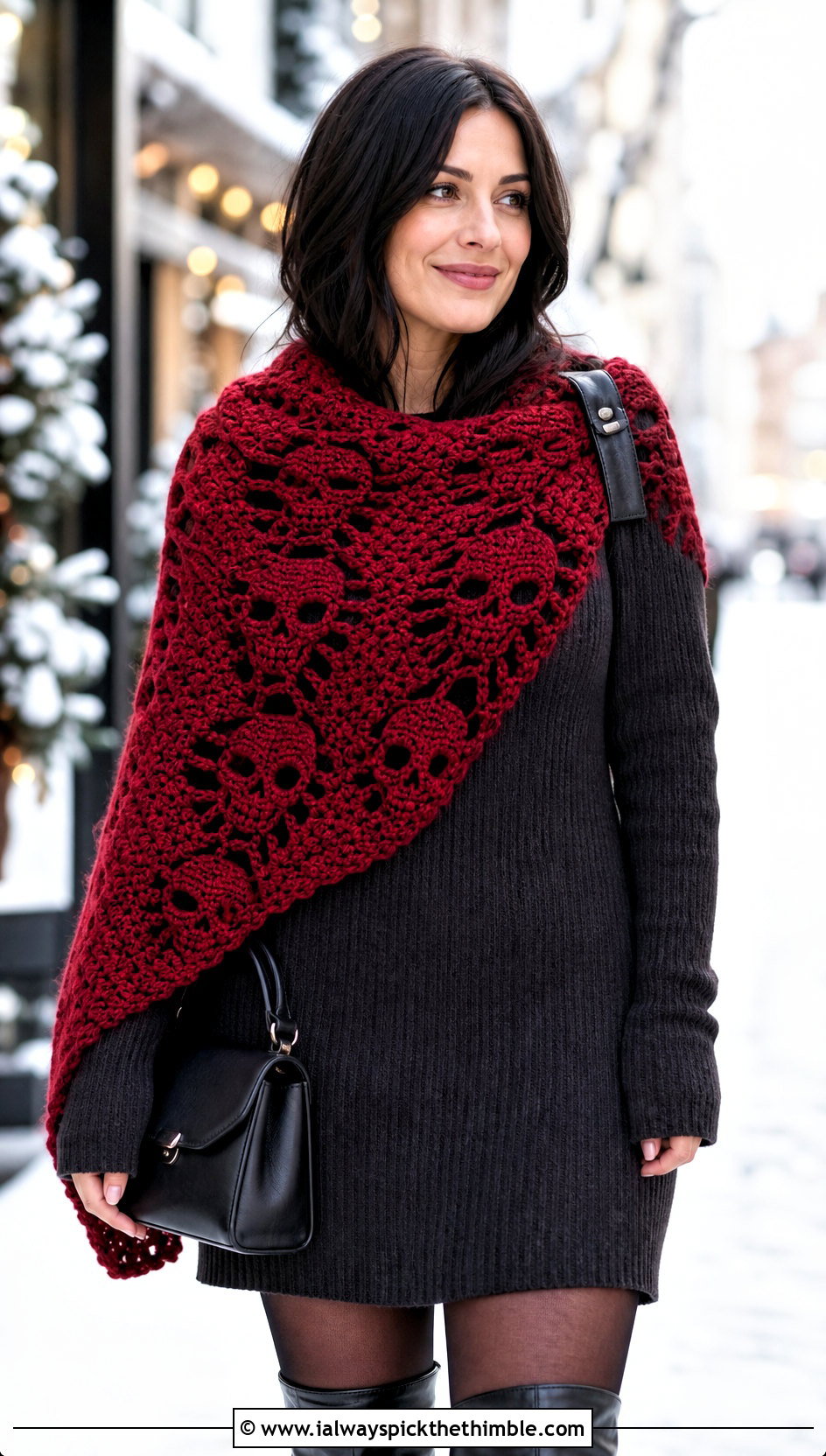Chunky Lost Souls Shawl With Sweater Dress - 25 crochet lost souls shawl outfit ideas