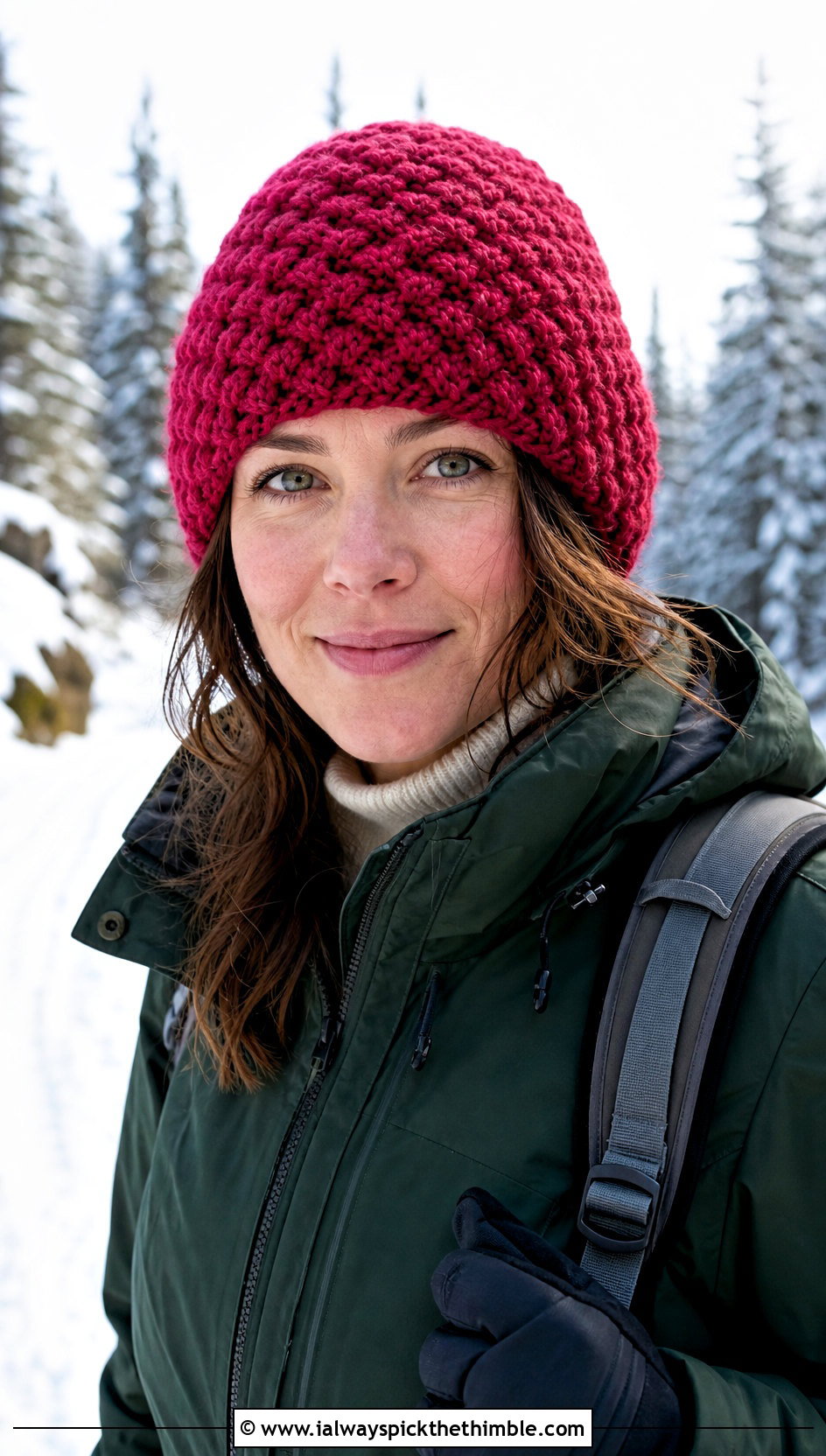Chunky Moss Stitch Beanie With Parka and Snow Boots - 20 Crochet Moss Stitch Beanie outfit ideas