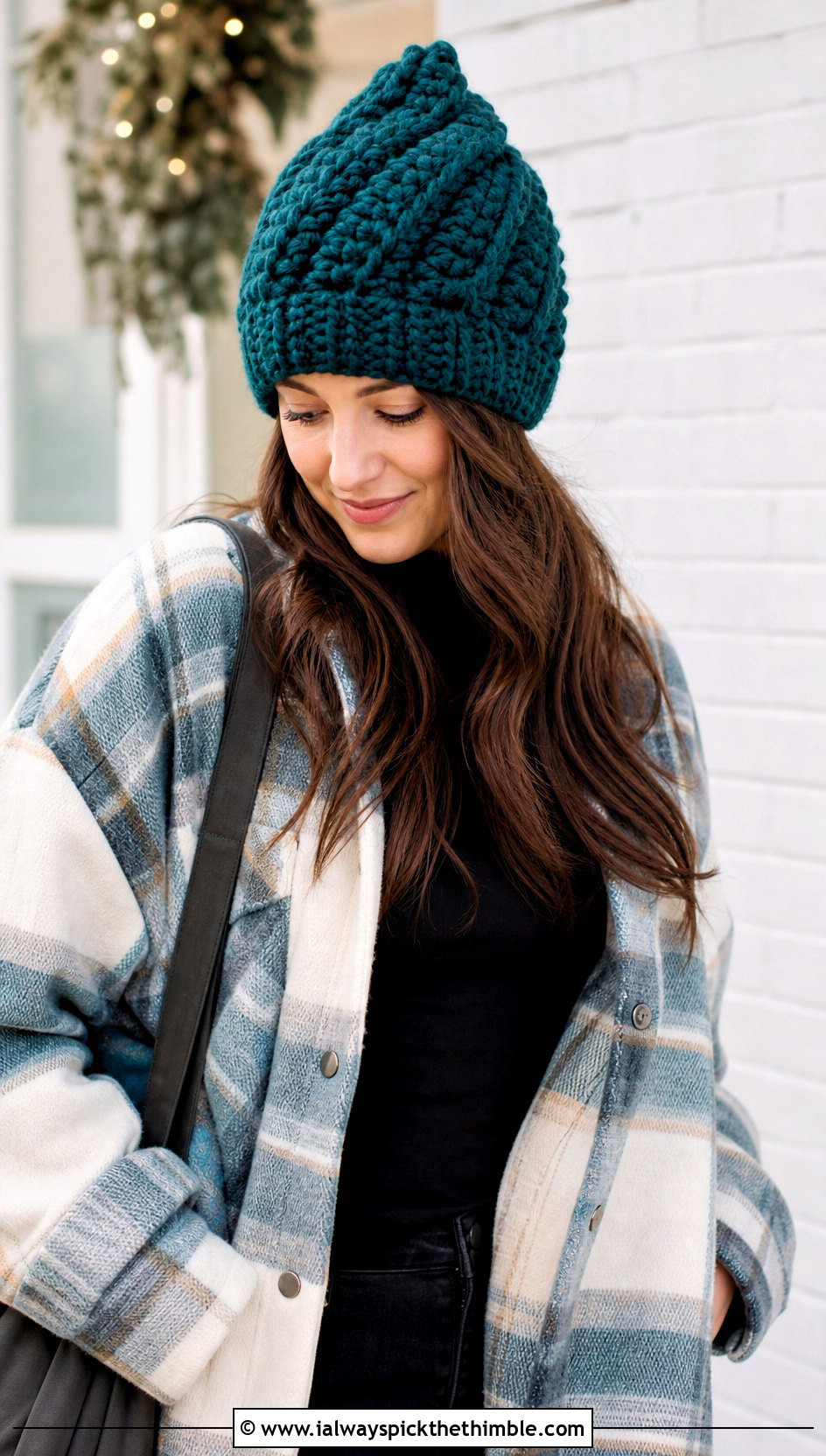 Chunky Mountain Ridge Crochet Beanie With Plaid Shacket - 15 Mountain Ridge Crochet Beanie outfit ideas