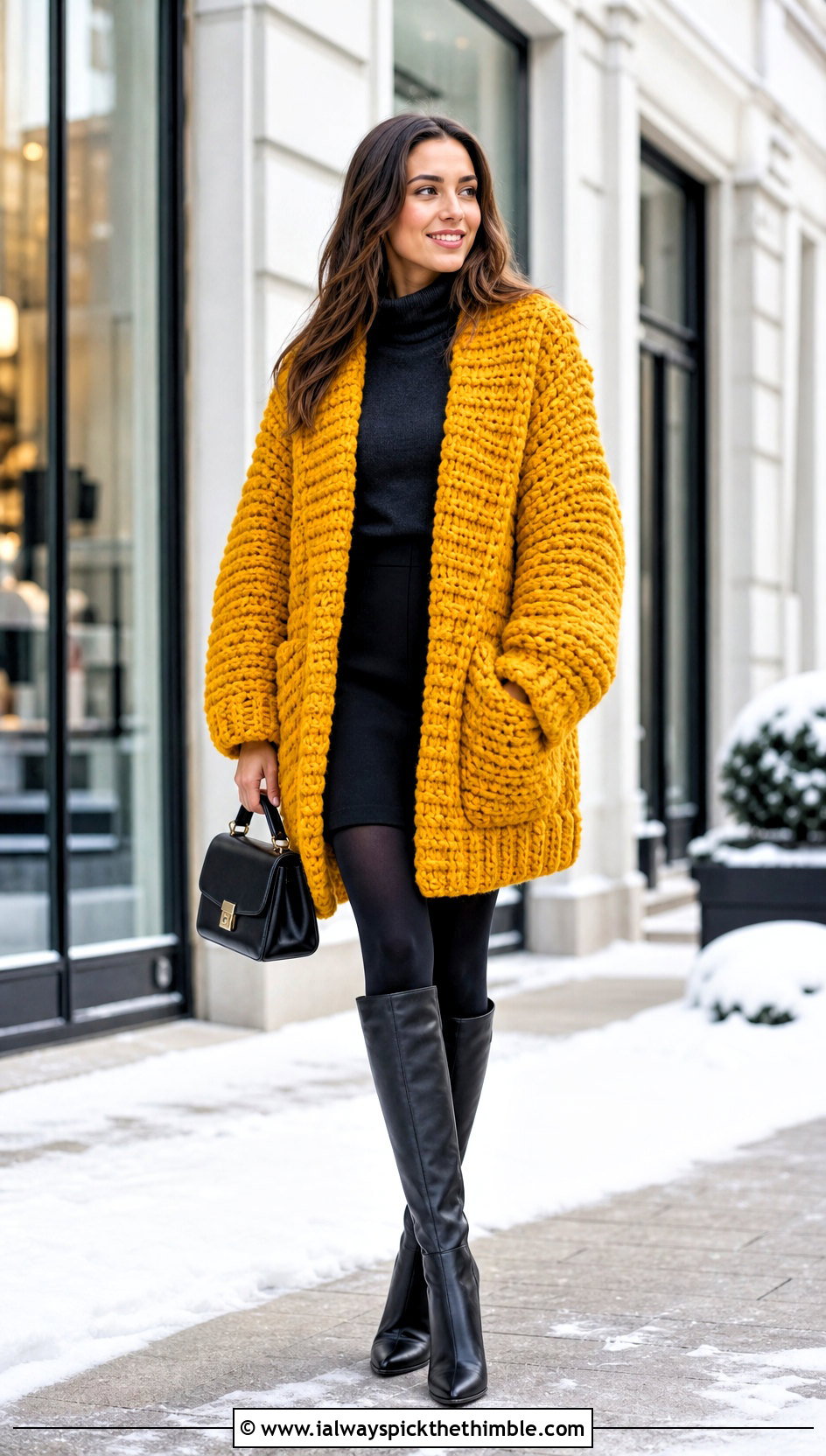 Chunky Oversized Crochet Coat With Mini Skirt - 15 crochet coat size m outfit ideas