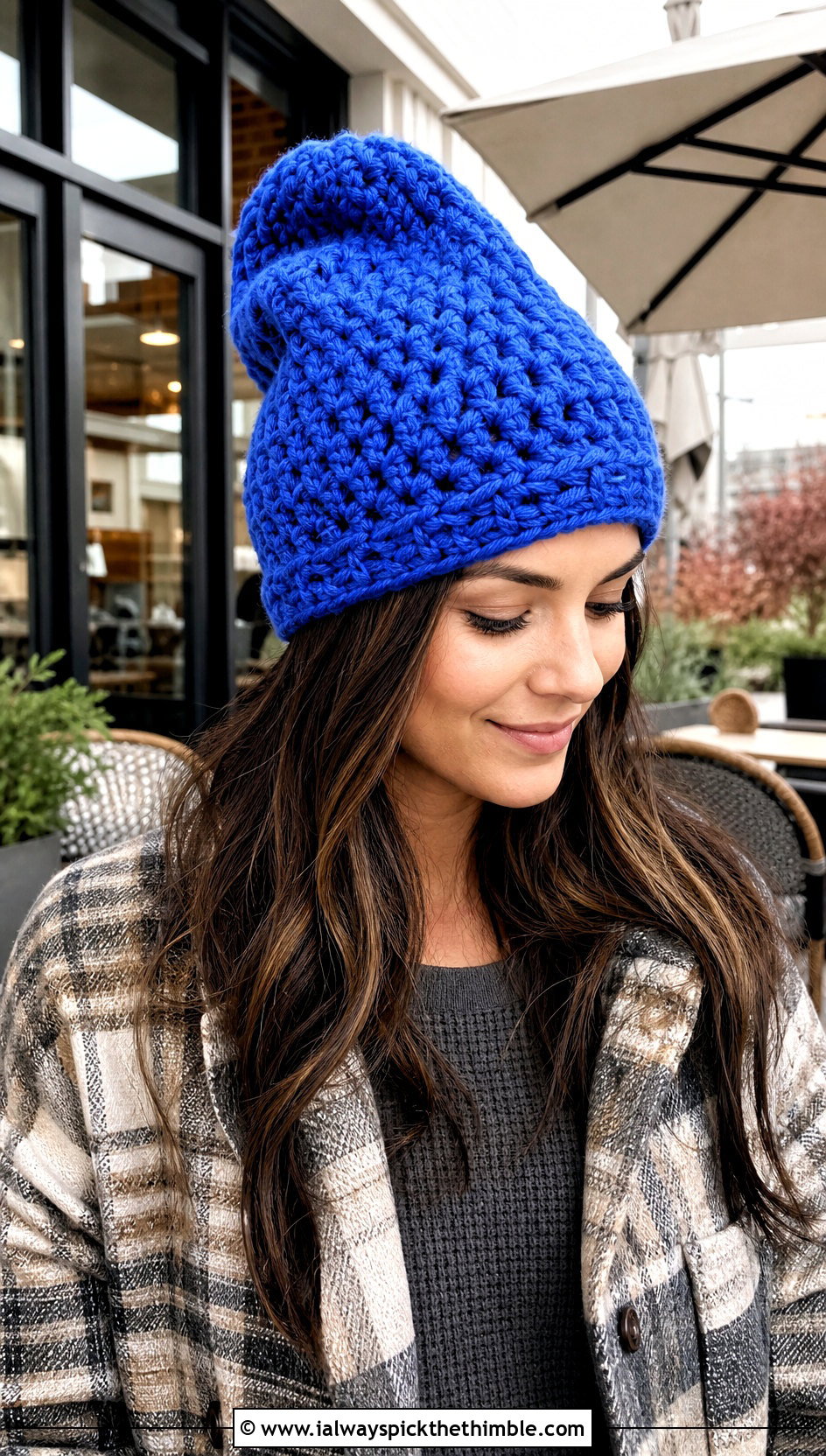 Chunky Pointed Crochet Hat With Shacket And Relaxed Jeans - 20 Pointed Crochet Hat outfit ideas