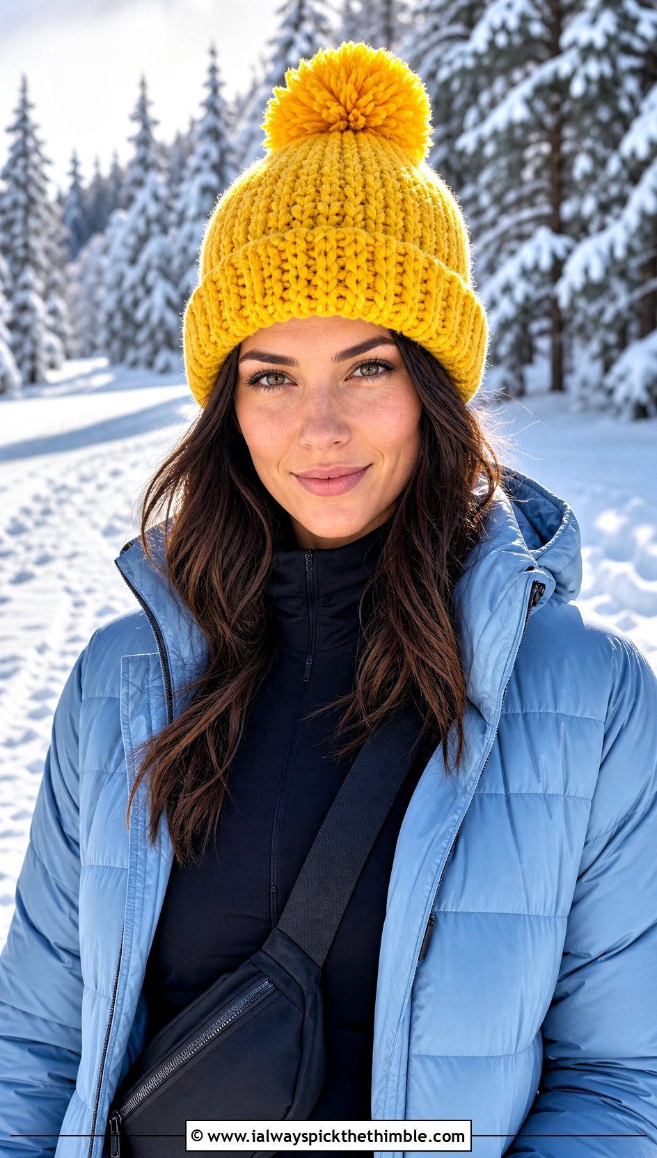 Chunky Pom Pom Crochet Beanie With Puffer Jacket And Leggings - 15 Easy Crochet Projects Beanie outfit ideas