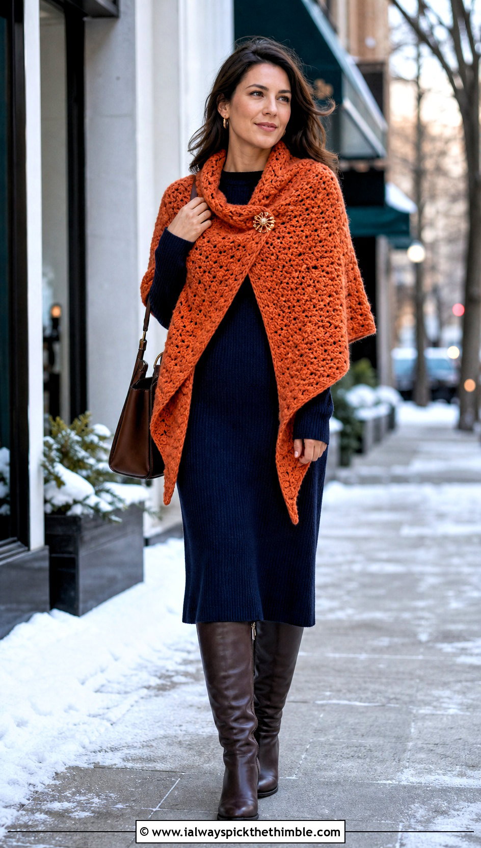 Chunky Prayer Shawl With Sweater Dress - 25 crochet prayer shawl outfit ideas