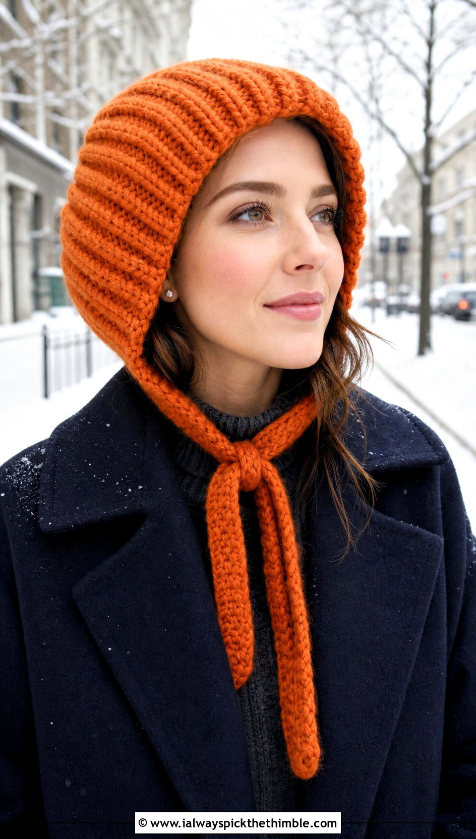 Chunky Ribbed Bonnet With Sweater Dress - 25 crochet bonnets outfit ideas