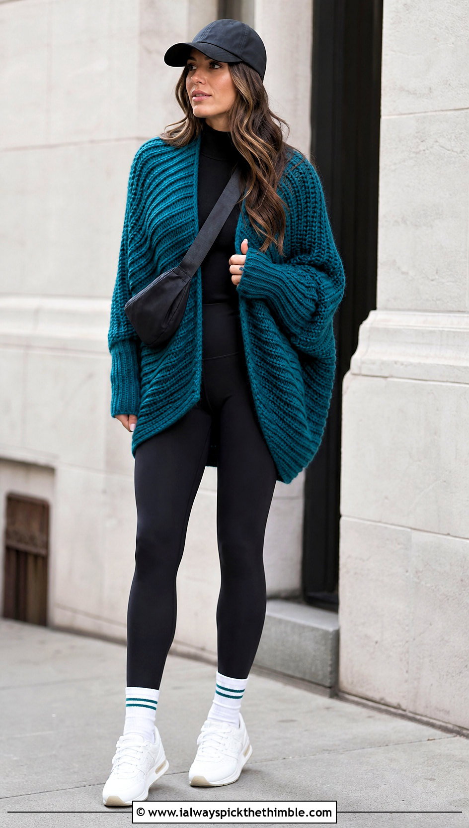 Chunky Ribbed Cocoon Crochet Cardigan With Leggings - 20 Cocoon Crochet Cardigan outfit ideas