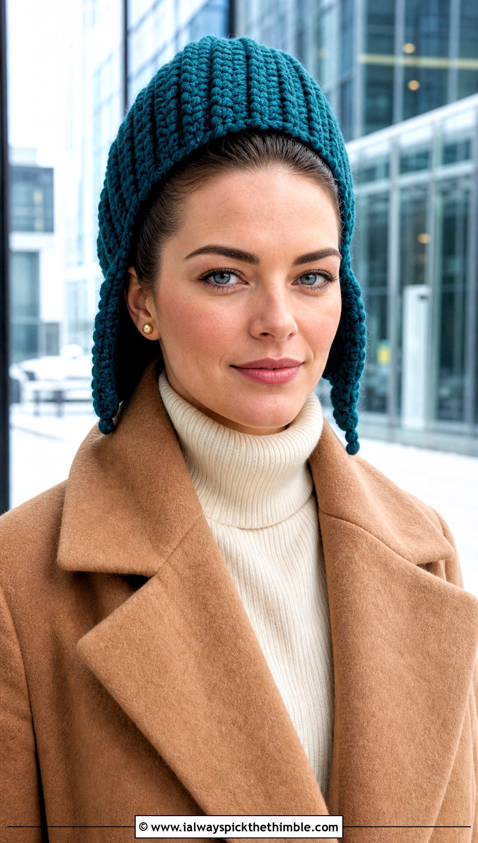 Chunky Ribbed Crochet Earflap Hat With Wool Coat - 15 Crochet Hat With Earflaps outfit ideas