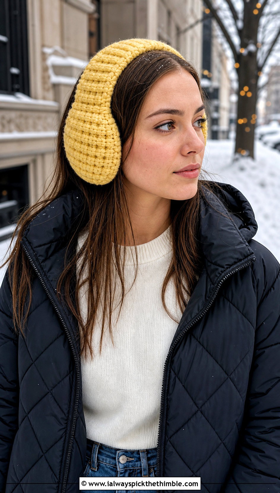 Chunky Ribbed Crochet Earmuffs Headband With Puffer Jacket - 20 Crochet Earmuffs Headband outfit ideas