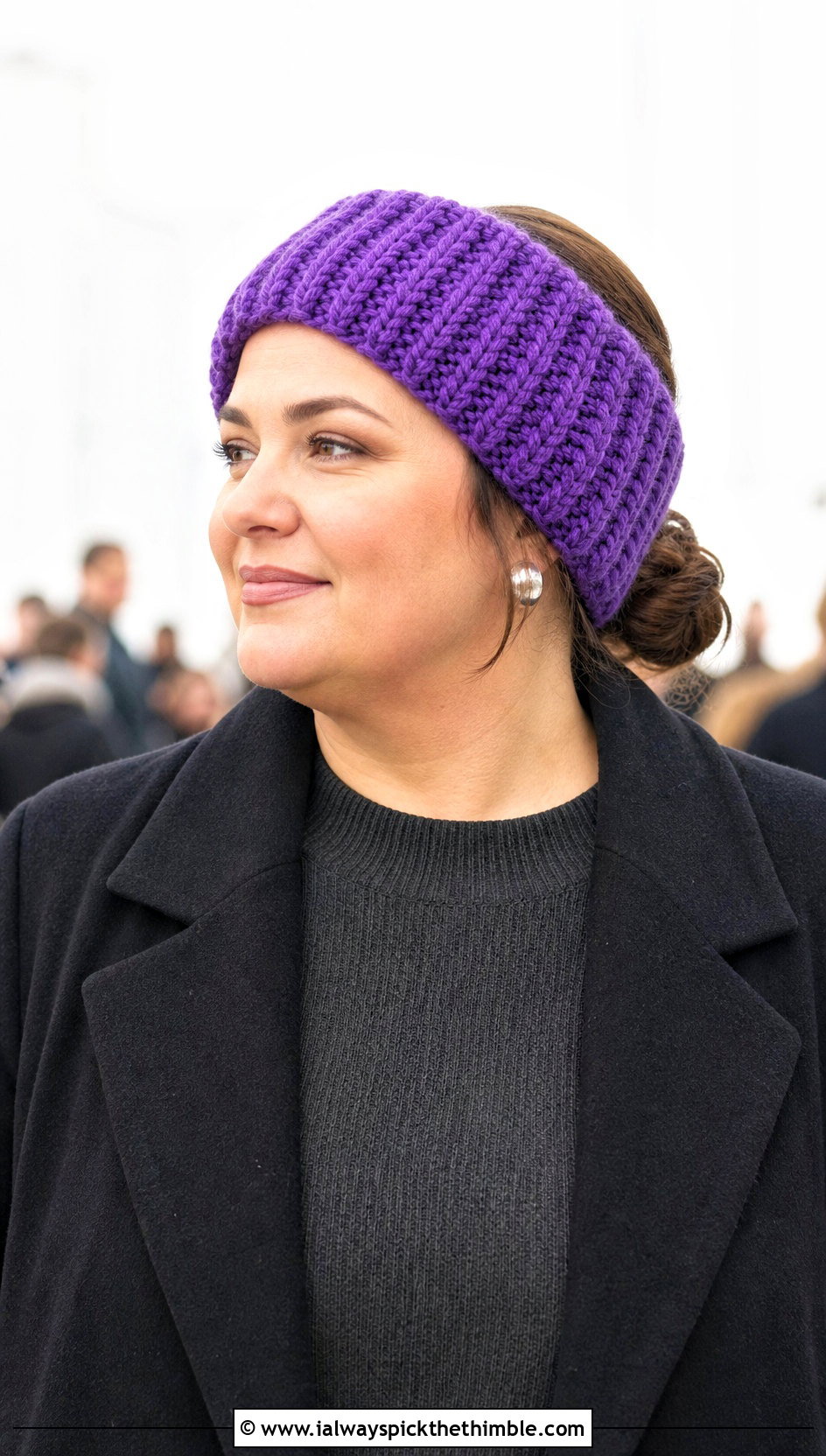 Chunky Ribbed Crochet Headband With Sweater Dress - 20 Easy Crochet Winter Headband outfit ideas