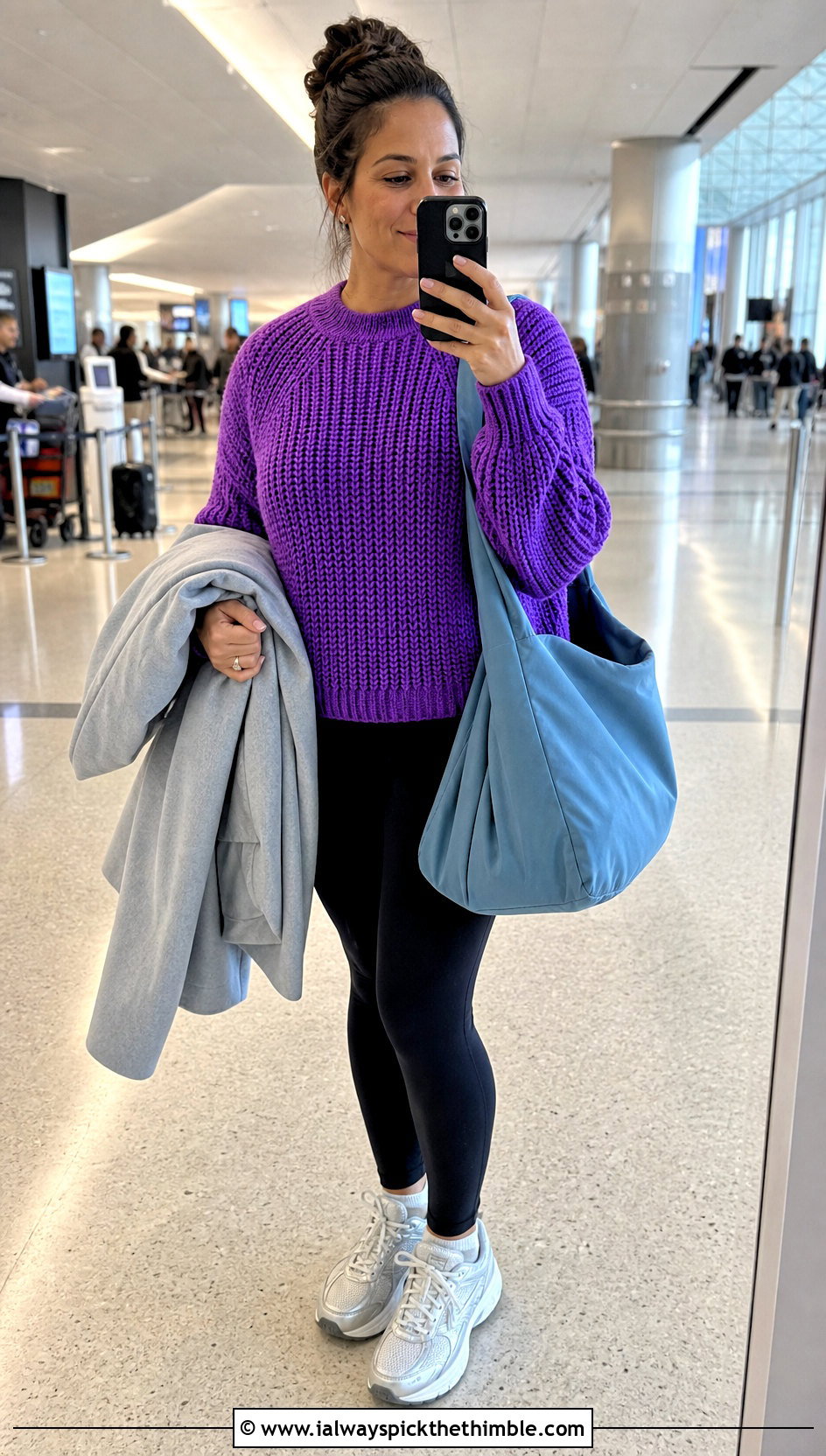 Chunky Ribbed Crochet Round Sweater With Leggings - 15 crochet round sweater outfit ideas