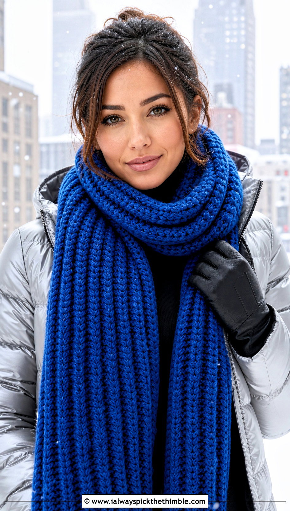 Chunky Ribbed Crochet Scarf With Puffer Jacket - 20 Ribbed Crochet Scarf outfit ideas