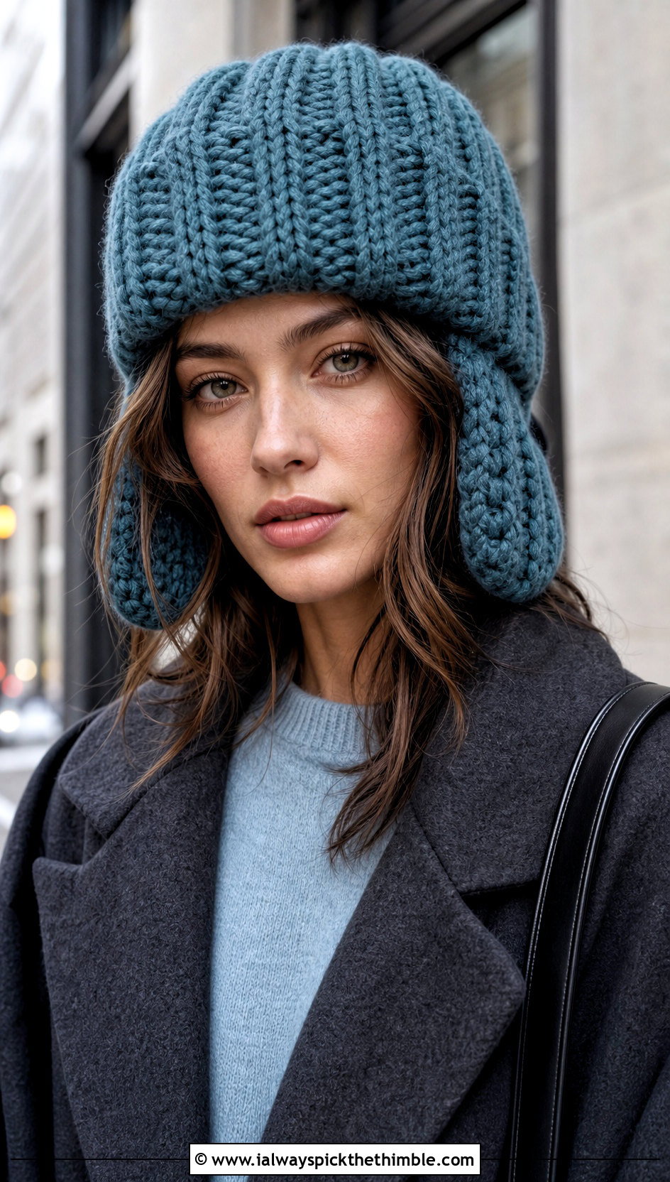 Chunky Ribbed Crochet Ushanka Hat With Wool Coat - 20 crochet ushanka hat outfit ideas