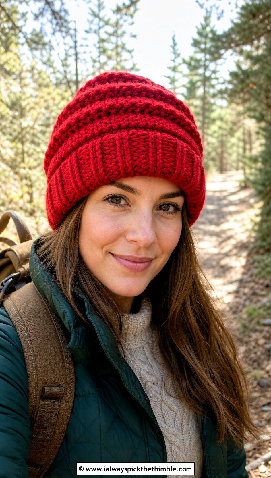 Chunky Ridge Crochet Beanie With Quilted Jacket - 15 Crochet Textured Beanie outfit ideas