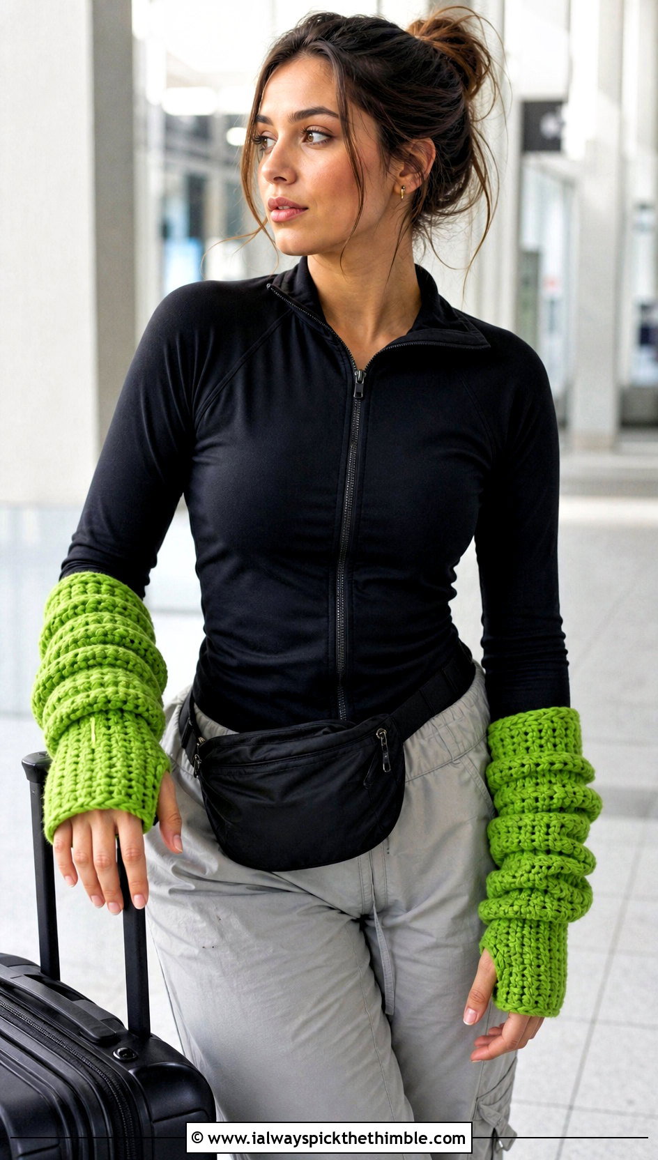 Chunky Slouchy Crochet Arm Warmers With Athleisure - 20 Crochet Arm Warmers Aesthetic outfit ideas