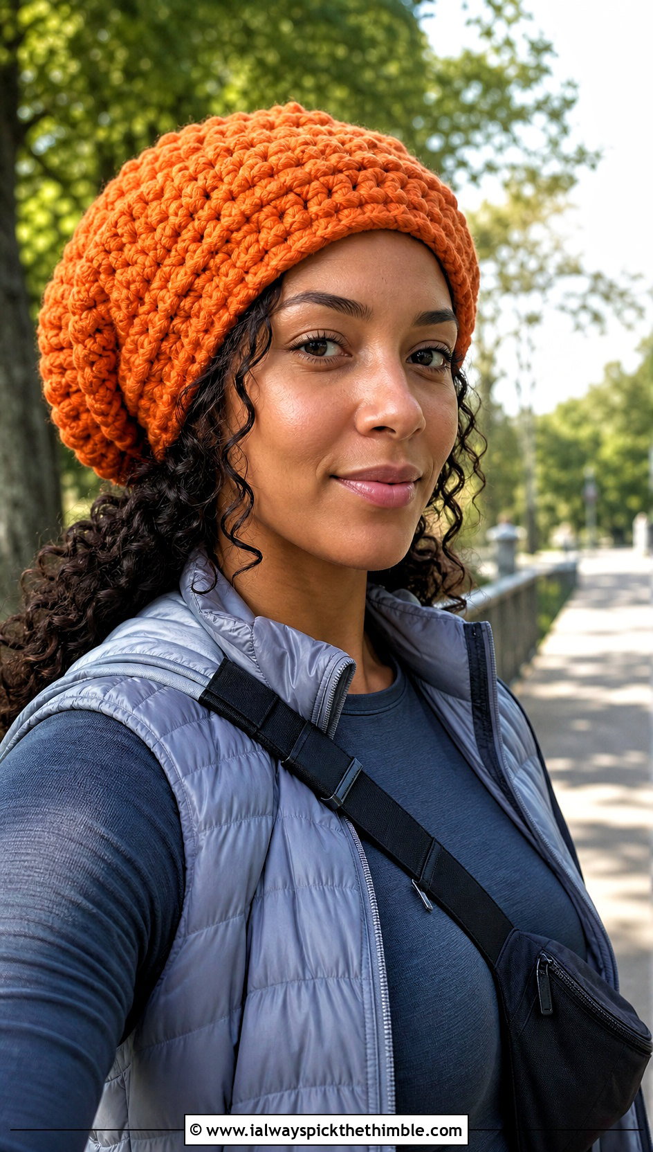 Chunky Slouchy Crochet Rasta Tam With Puffer Vest And Leggings - 15 Crochet Bob Marley Hat outfit ideas