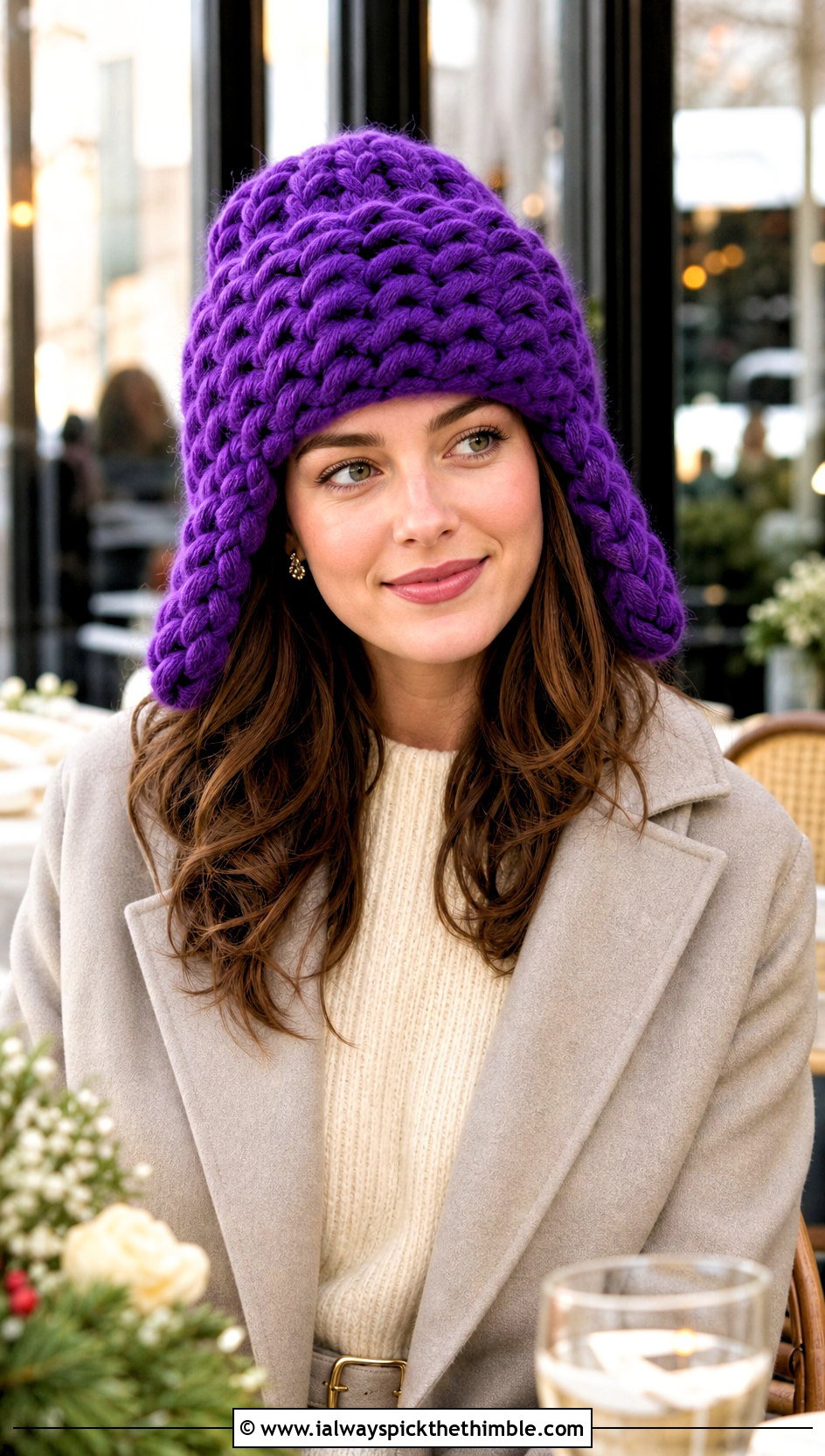 Chunky Stitch Crochet Ushanka With Sweater Dress - 25 crochet russian hat outfit ideas