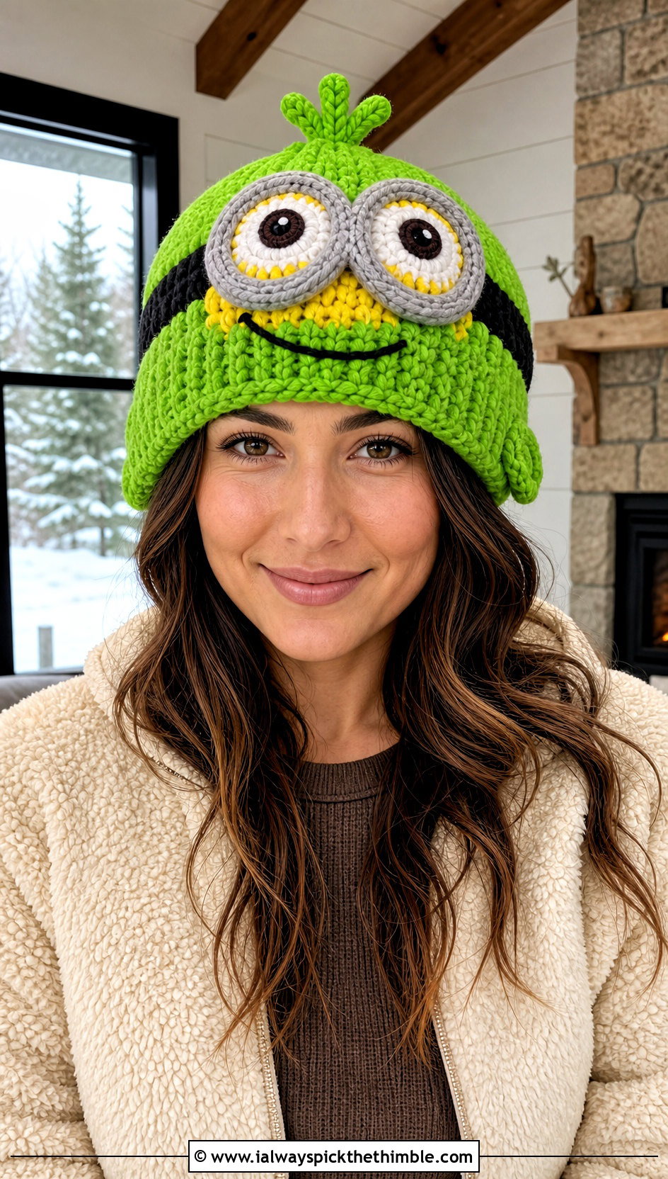 Chunky Stitch Minion Crochet Beanie With Sherpa Jacket - 20 minion crochet beanie outfit ideas