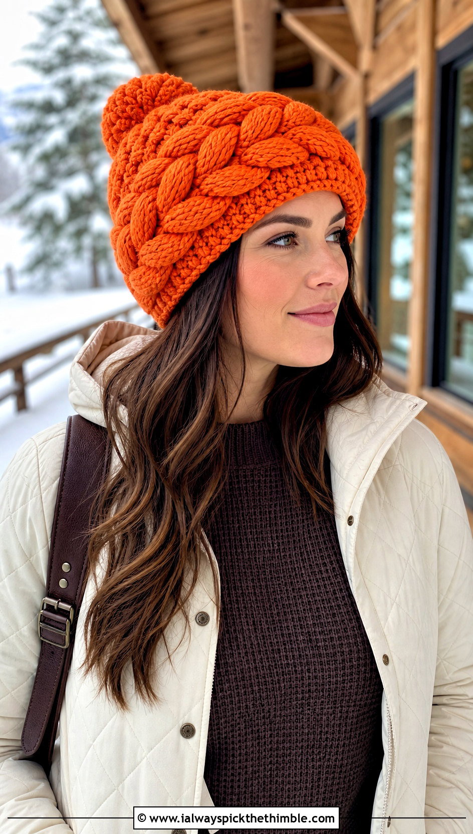 Chunky Three Strand Braided Beanie With Quilted Jacket - 15 Braided Crochet Beanie outfit ideas