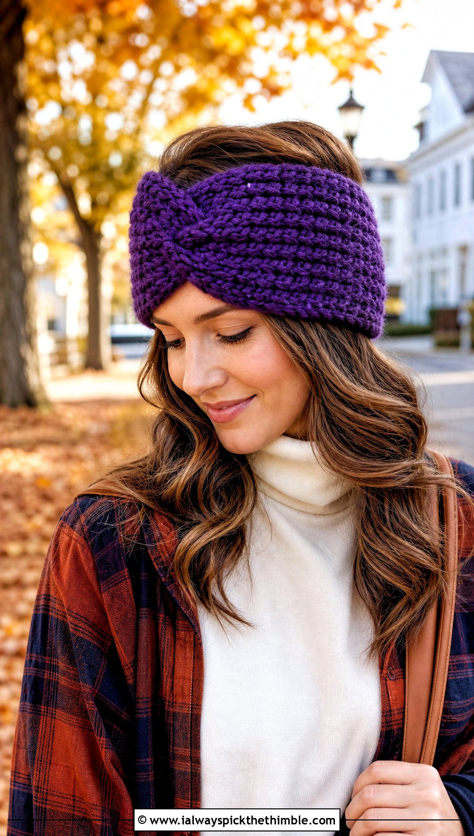 Chunky Twist Crochet Headband With Fall Layers - 20 boho crochet headband outfit ideas