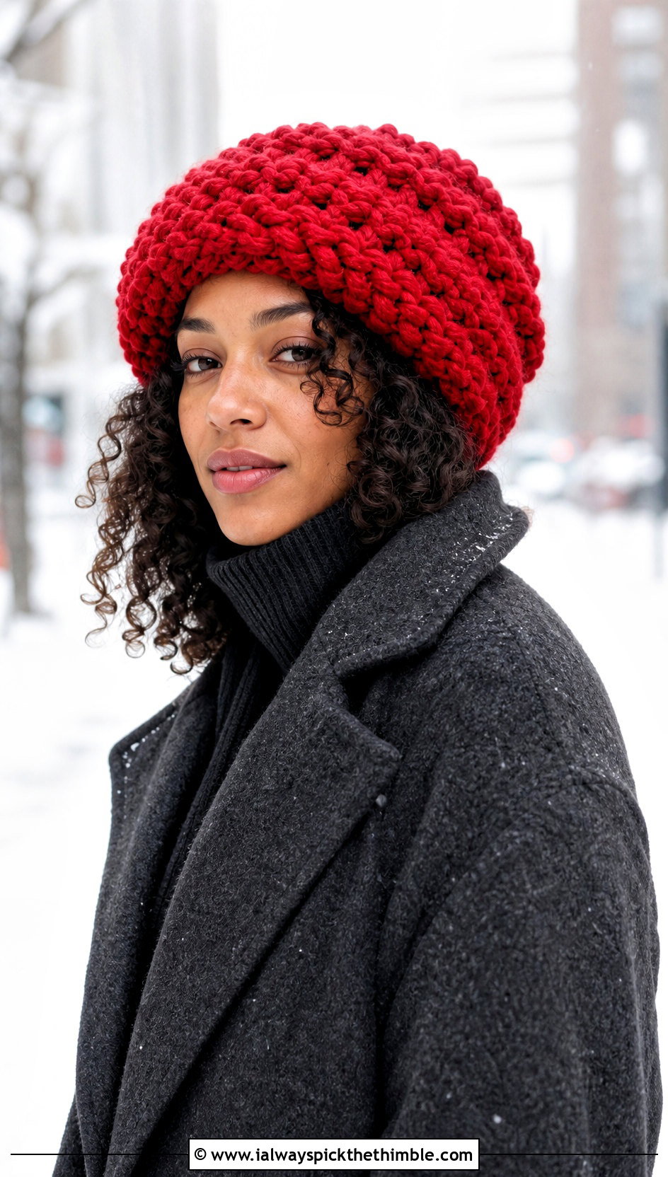 Chunky Wool Crochet Tube Hat With Long Wool Coat - 20 Crochet Tube Hat outfit ideas