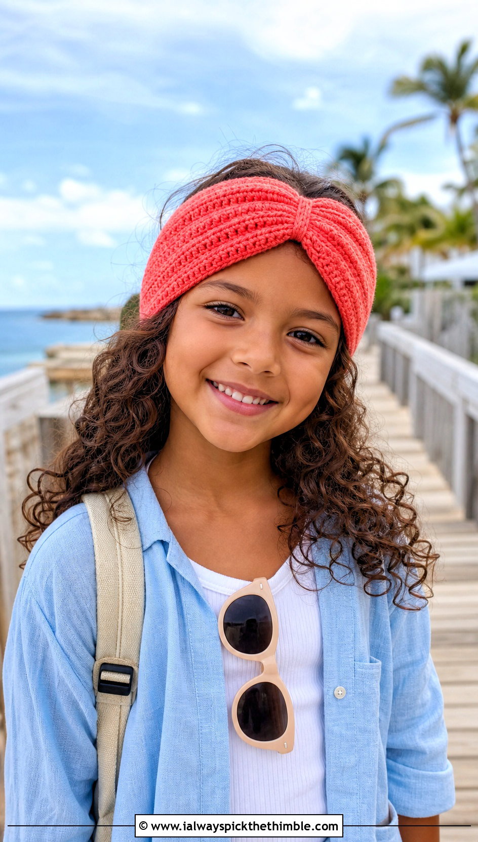 Cinched Crochet Headband With Vacation Shorts - 15 Childrens Crochet Headband outfit ideas
